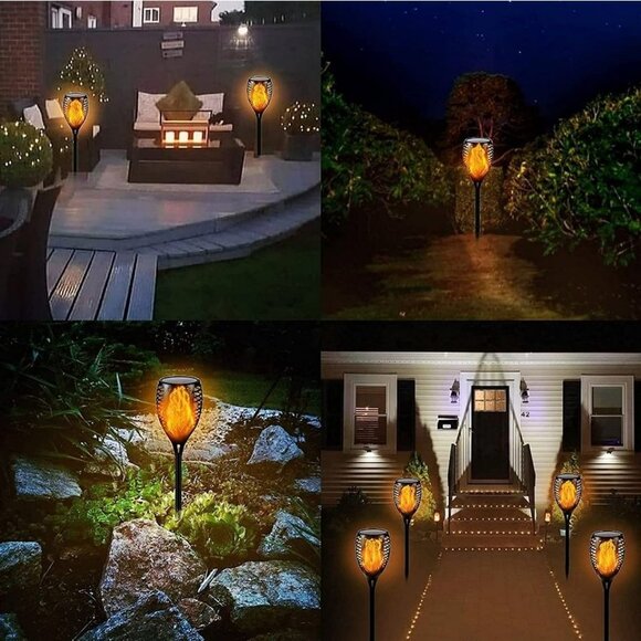 4-Pack Solar Flame Torch (Super Large Size) Solar Torches with Flickering Flame - Picture 7 of 7